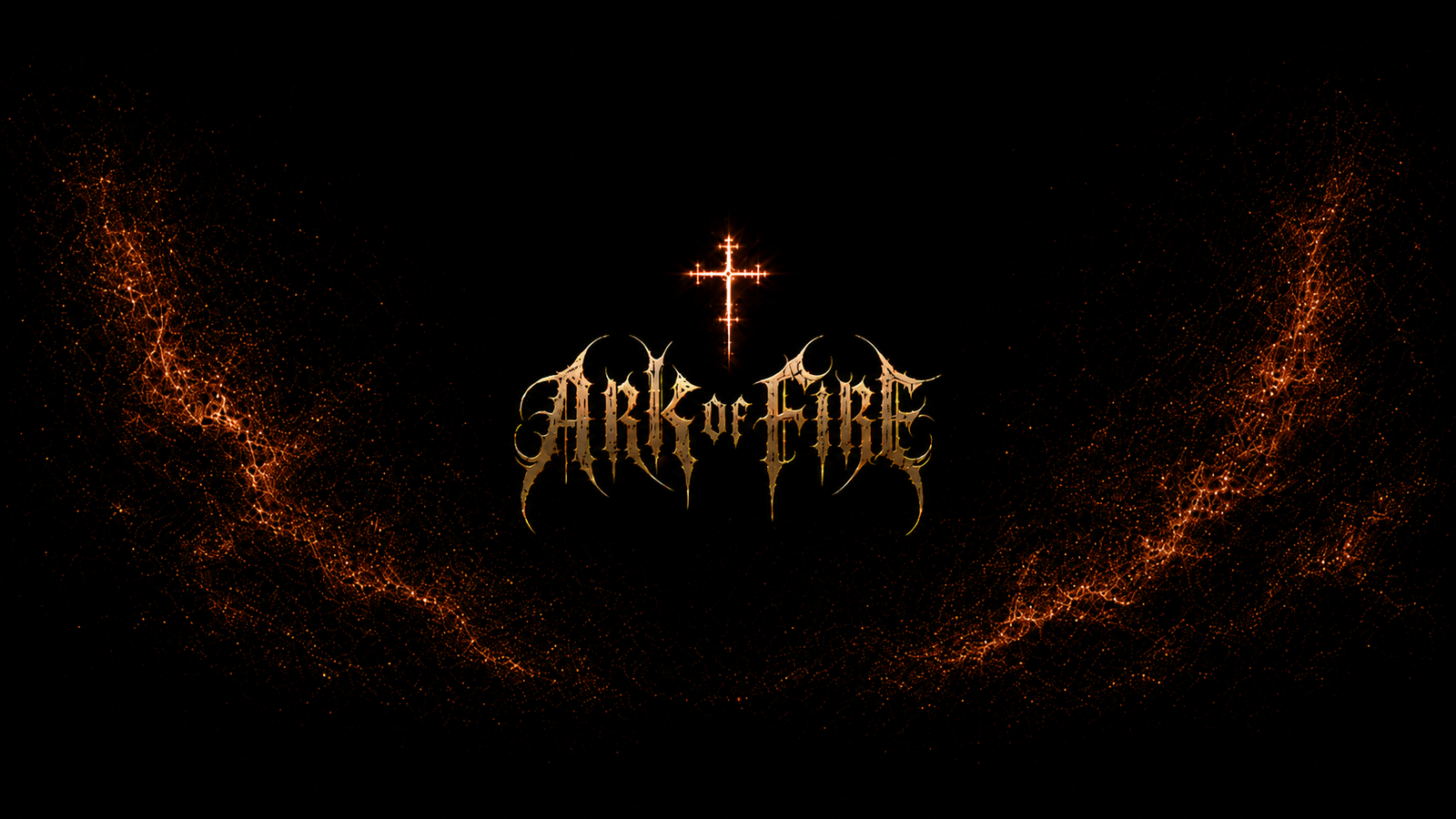 Ark of Fire — gouden bandlogo met kruis